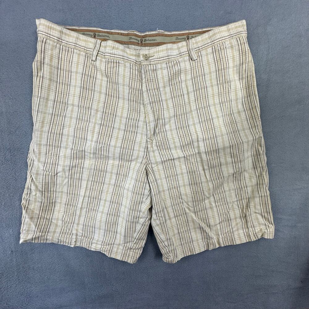 Tommy Bahama Shorts Mens‎ Chino Silk Linen  Striped Tan Outdoor Casual Beach 42